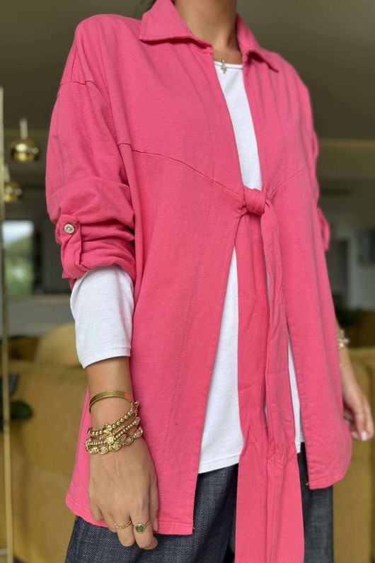 Made in Italy Salt Tie Front Jacket Raspberry /3 = ~